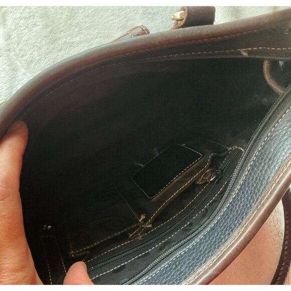 Vintage Brighton Black & Brown Leather Satchel Shoulder Bag Crock Embossed Y2K - Picture 13 of 16